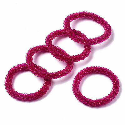 Faceted Transparent Glass Beads Stretch Bracelets