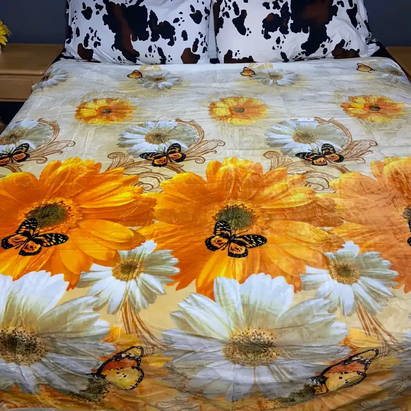 SUNFLOWER BUTTERFLY THROW BLANKET KING SIZE