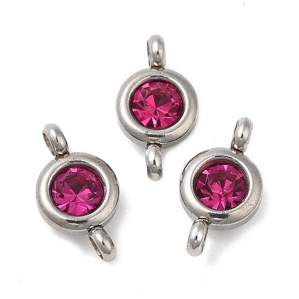 304 Stainless Steel Single Rhinestone Connector Charms