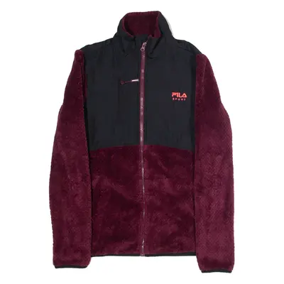 FILA Womens Fleece Jacket Maroon Colourblock S