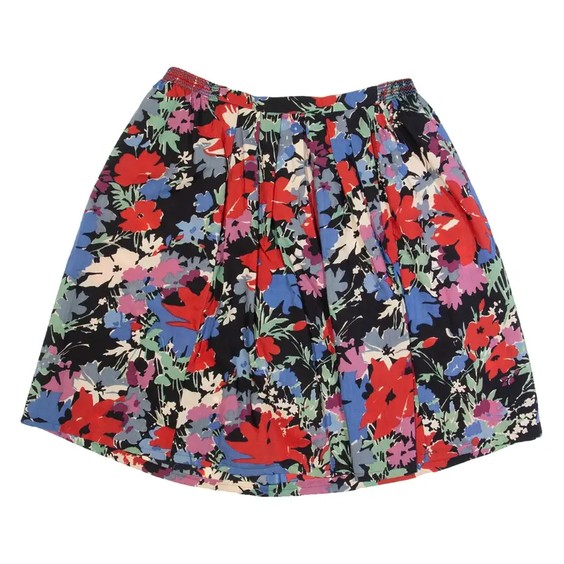 LIBERTY Womens A-Line Skirt Black Knee Length Floral L