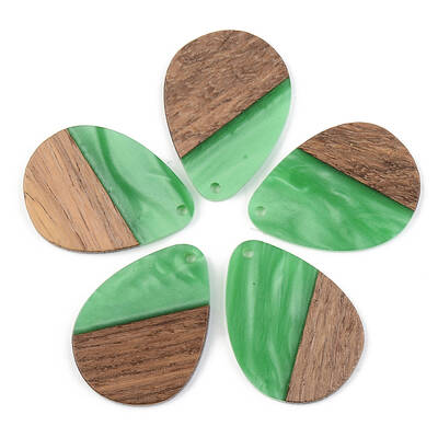 Opaque Resin & Walnut Wood Pendants