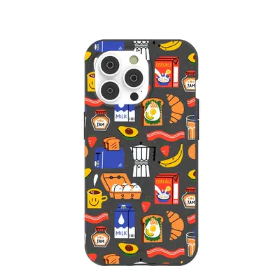 Black Breakfast Time iPhone 14 Pro Case