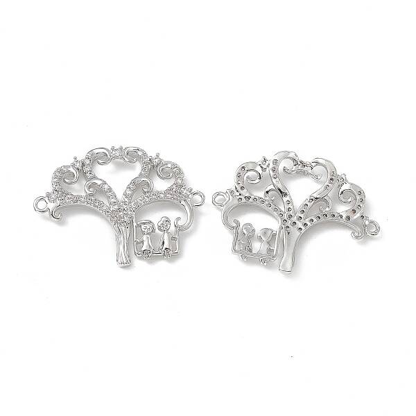 Brass Micro Pave Clear Cubic Zirconia Connector Charms