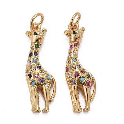 Brass Micro Pave Colorful Cubic Zirconia Pendants