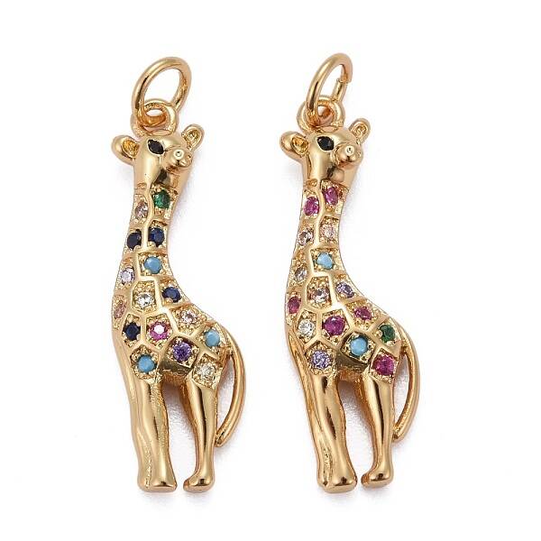 Brass Micro Pave Colorful Cubic Zirconia Pendants