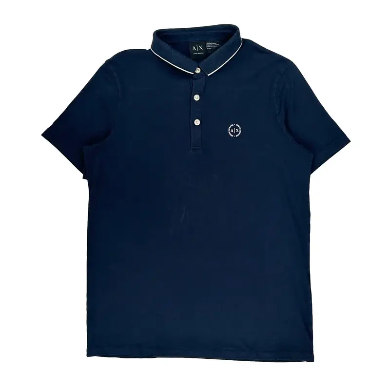 Armani Exchange Polo Shirt - Large Navy Cotton