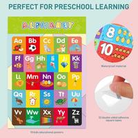 10PCS Educational Preschool Posters for Kids - Alphabet, Numbers, Farm Animals, Shapes, Weather, Time, Opposites, Months Earl...