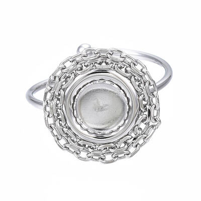 Non-Tarnish 304 Stainless Steel Open Cuff Finger Ring Cabochon Settings