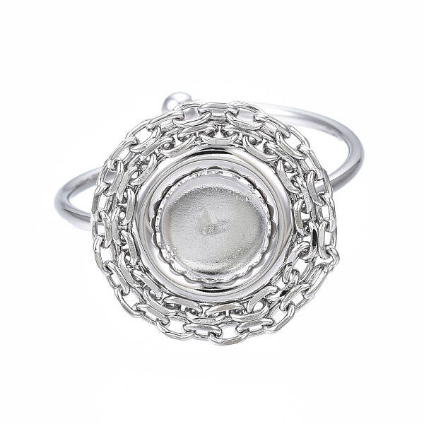 Non-Tarnish 304 Stainless Steel Open Cuff Finger Ring Cabochon Settings