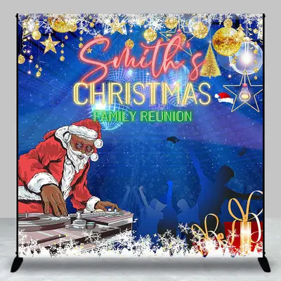 Disco Santa Christmas Custom Family Reunion Backdrop - Aperturee