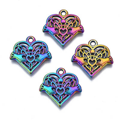 Rack Plating Rainbow Color Alloy Pendants