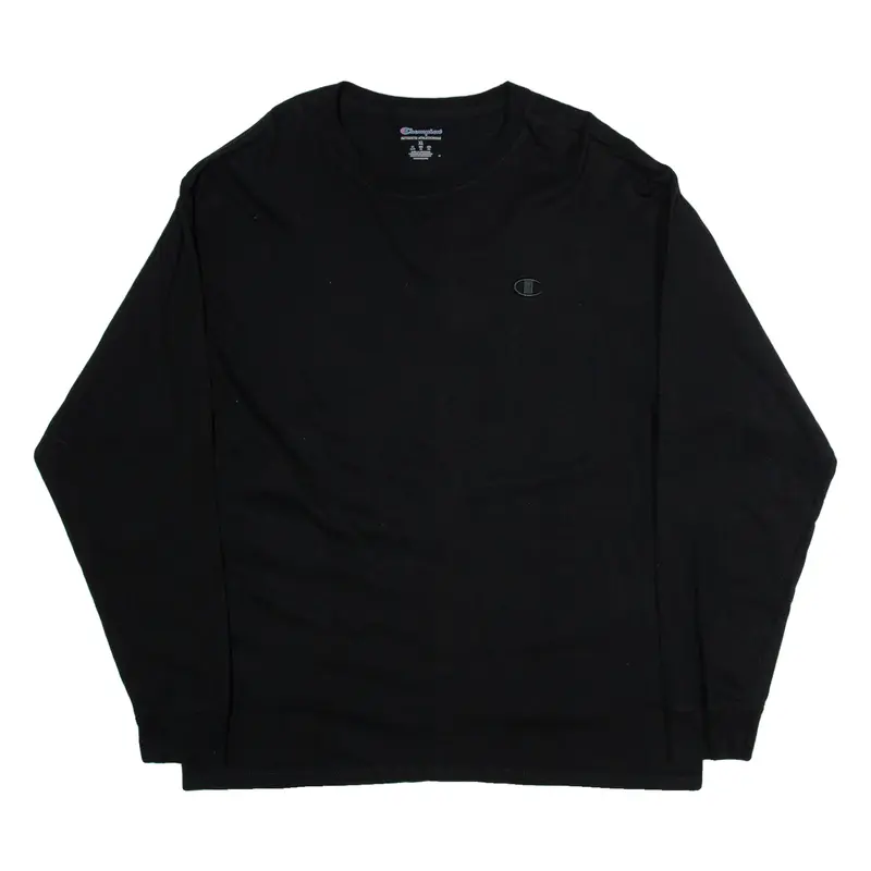 CHAMPION Mens T-Shirt Black Long Sleeve XL