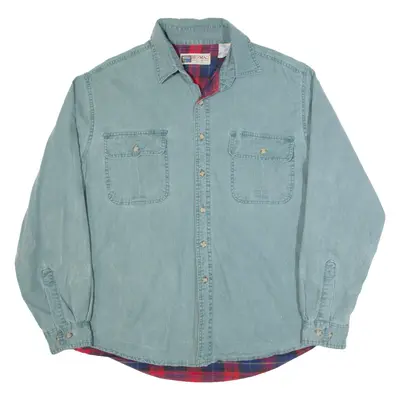 BIG MAC Fleece Lined Mens Plain Shirt Blue Long Sleeve L