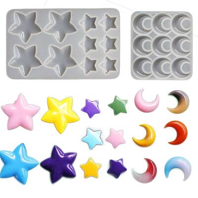Star & Moon Cabochon Food Grade Silicone Molds