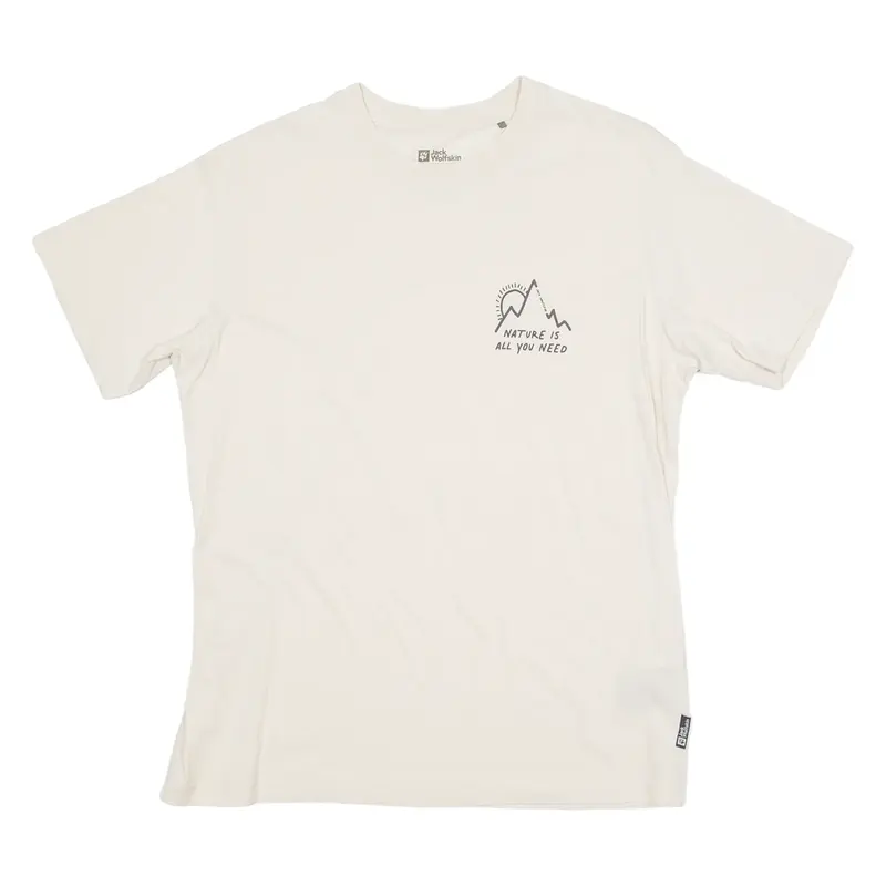 JACK WOLFSKIN Nature Womens T-Shirt Cream Crew Neck UK 18