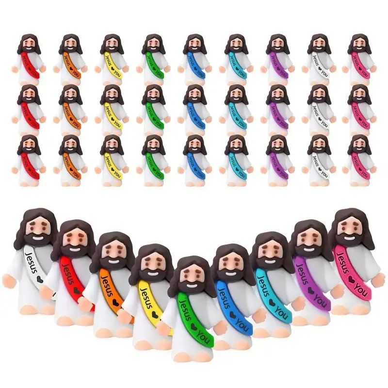 30/60 Pcs Little Jesus Figures - High-Quality Mini Jesus Figurines in Bulk, Jesus Loves You Figures, Colorful Easter Jesus Lo...