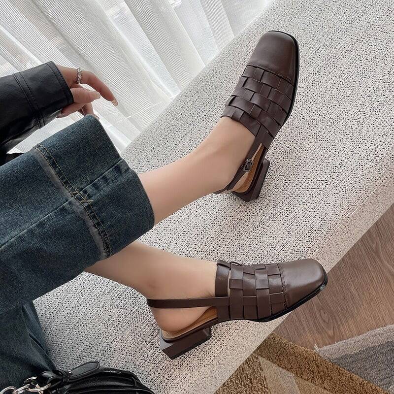 CHIKO Hattie Square Toe Block Heels Slingback Shoes