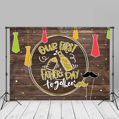 Brown Board Tie First Fathers Day Picture Backdrop - Aperturee