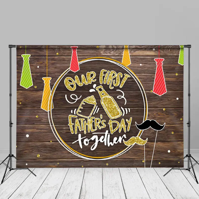 Brown Board Tie First Fathers Day Picture Backdrop - Aperturee
