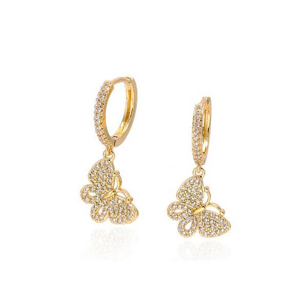 Brass Micro Pave Grade AAA Cubic Zirconia Huggie Hoop Earrings