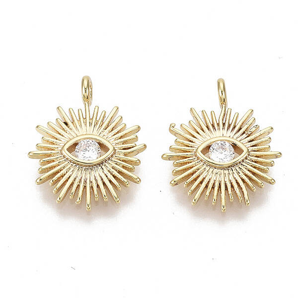 Brass Micro Pave Clear Cubic Zirconia Pendants