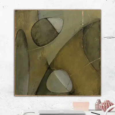 Large Abstract Painting on Canvas Brown Wall Art Custom Art in 32x32 Size Contemporary Artwork Swamp Painting for Indie Room ...