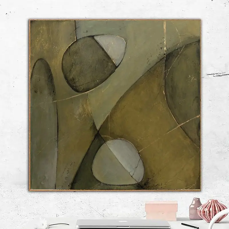 Large Abstract Painting on Canvas Brown Wall Art Custom Art in 32x32 Size Contemporary Artwork Swamp Painting for Indie Room ...