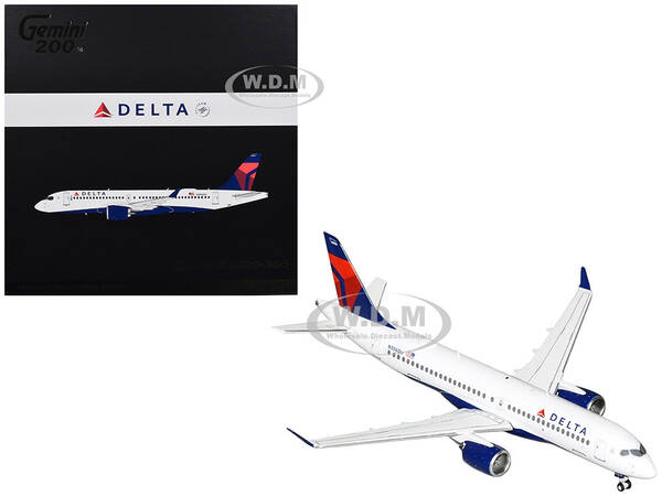 Airbus A220-300 Commercial Aircraft Delta Air Lines (N306DU) White with Red and Blue Tail Gemini 200 Series 1/200 Diecast...