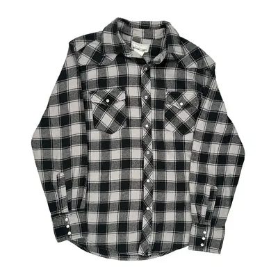 Wrangler Checked Flannel Shirt - Large Black & White Cotton