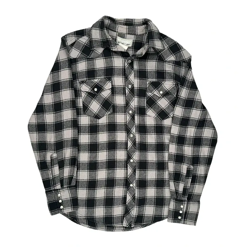 Wrangler Checked Flannel Shirt - Large Black & White Cotton