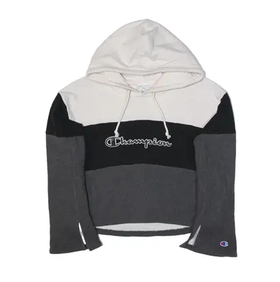 CHAMPION Reverse Weave Cropped Split Cuff Hoodie Grey Pullover Womens S