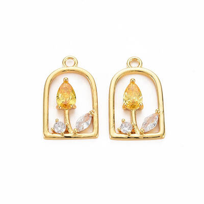 Rack Plating Brass Micro Pave Clear Cubic Zirconia Pendants