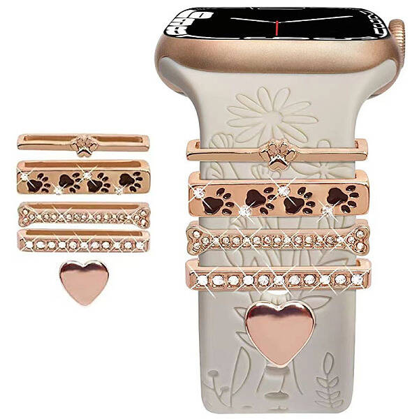 5Pcs 5 Style Rectangle Alloy Watch Band Charms Set with Crystal Rhinestone