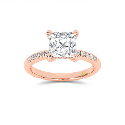 Aurelia Quarter Coverage Hidden Halo Princess Cut Lab Grown Diamond Engagement Ring | 18K Rose Gold 1 7/8 CT. TW.
