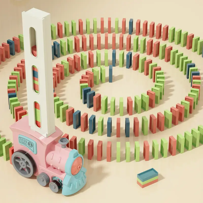 Domino Train Toys: Stacking Dominoes Games - Montessori Toy Interactive Fine Motor Activities Birthday Gift Stocking Stuffer
