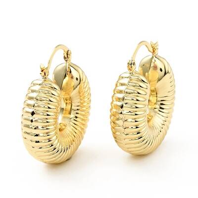 Brass Croissant Chunky Hoop Earrings for Women