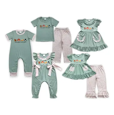 Adorable Green Thanksgiving Kids Outfit – God Is Great Vinyl Print! Cute & Stylish Sibling Matching Kids Clothes