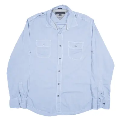 TOMMY HILFIGER Trium Fit Plain Shirt Blue Long Sleeve Mens L