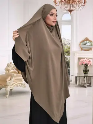 Women's Solid Color Khimar, Modest Long Hijab for Women, Islamic Clothing for Daily Wear