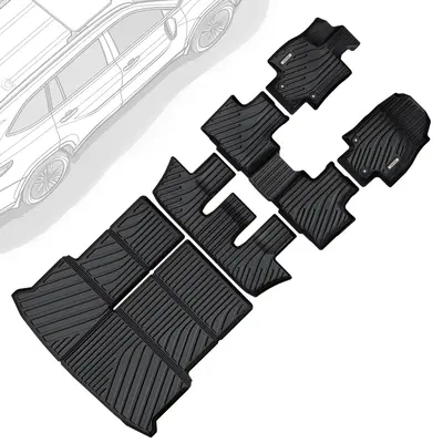 All-Weather TPE Floor Mats & Cargo Liner for 2024-2025 Toyota Grand Highlander w/Subwoofer 7 Seat (Include Hybrid) , Custom F...