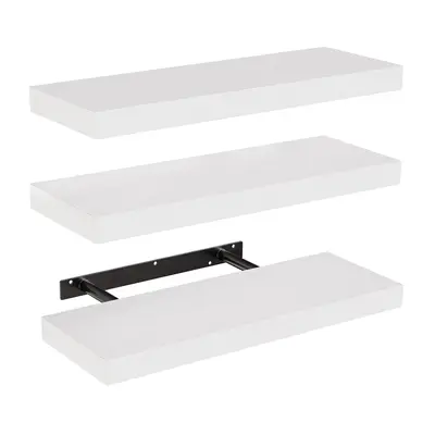 AMADA HOMEFURNISHING Floating Shelves, Wall Shelves for Bathroom/Living Room/Bedroom/Kitchen Decor, White Shelves with Invisi...
