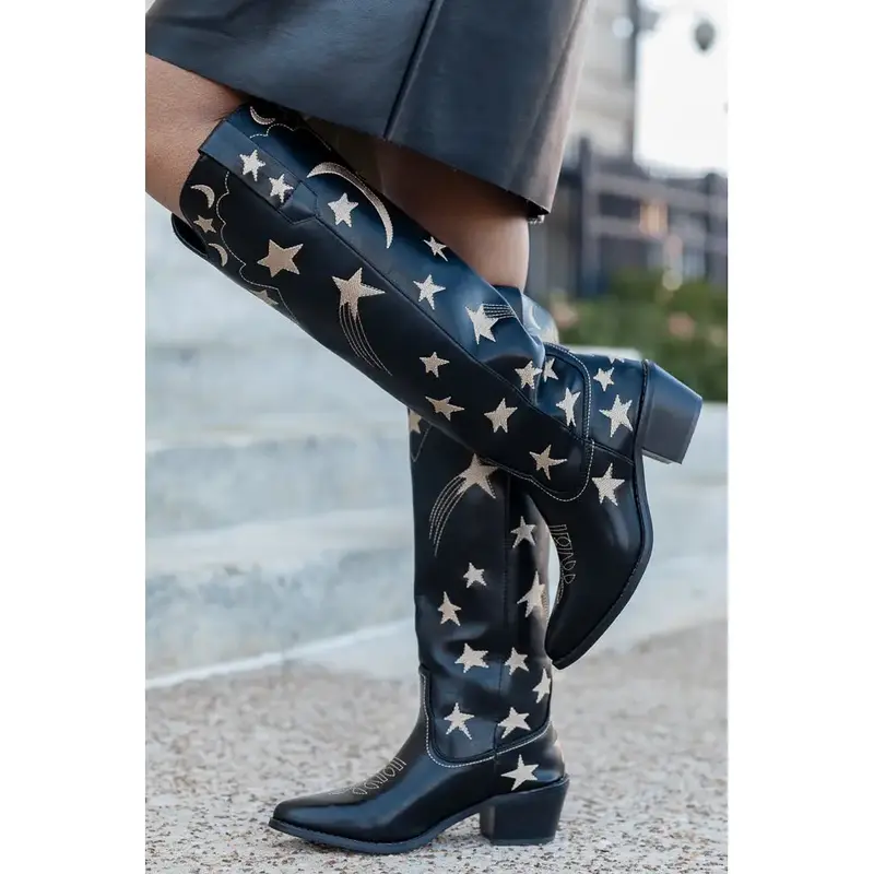 Luna Black Star and Moon Western Boots FINAL SALE