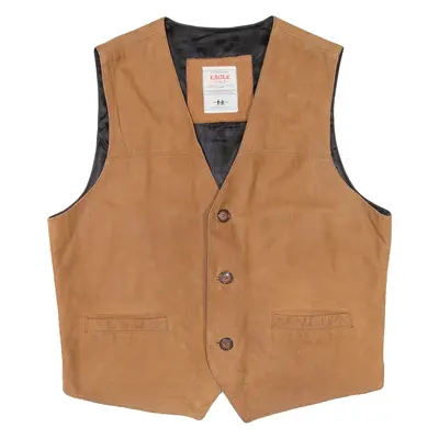 EAGLE FORCE Mens Biker Waistcoat Brown Leather M