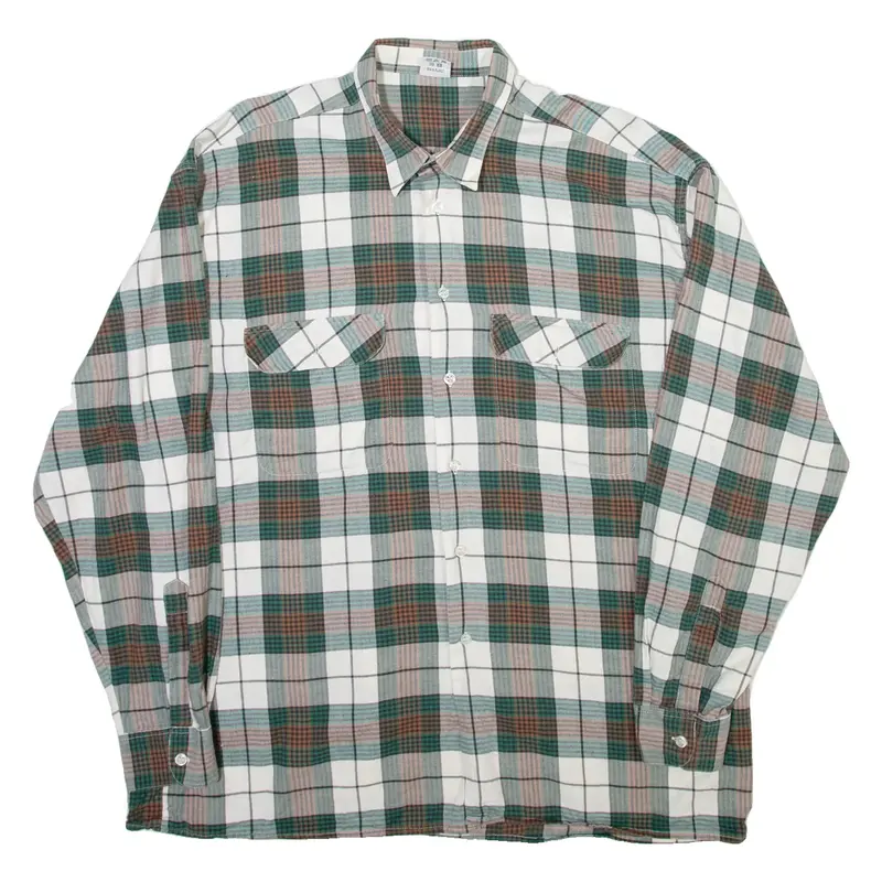 Mens Shirt Green Check Long Sleeve XL