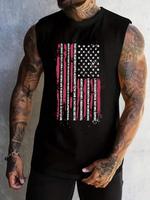 Men's American Flag Print Tank Top, Regular Fit Casual Sleeveless Round Neck Top for Summer, Men's Top for Daily Wear