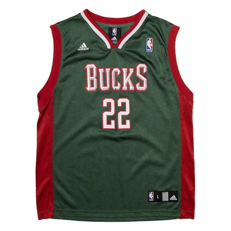 ADIDAS Milwaukee Bucks Boys Jersey Green Sleeveless USA V-Neck L
