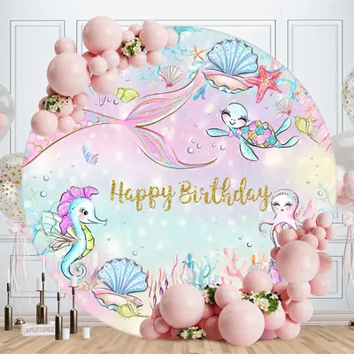 Undersea Mermaid Coral Birthday Backdrop For Girls - Aperturee