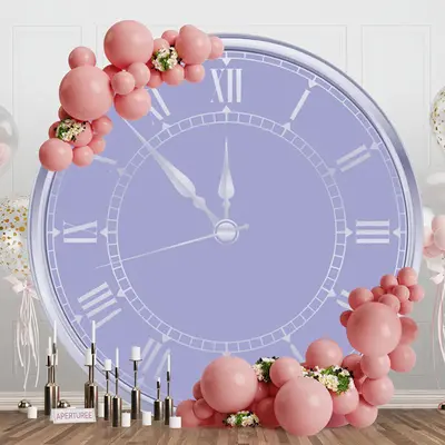 Light Purple Clock Backdrop For Happy Birthday Banner - Aperturee