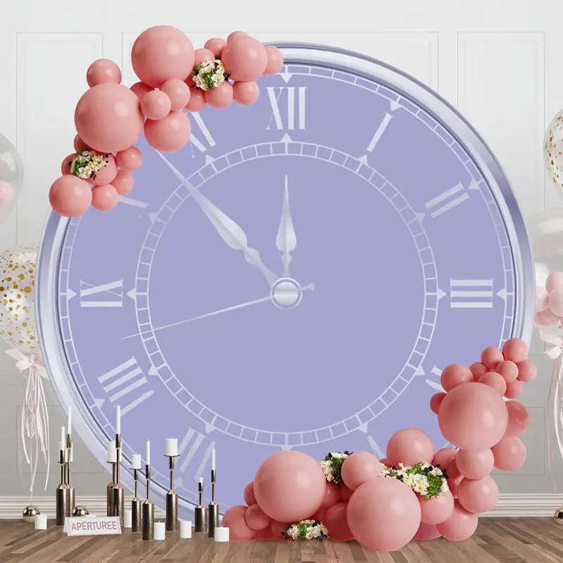 Light Purple Clock Backdrop For Happy Birthday Banner - Aperturee